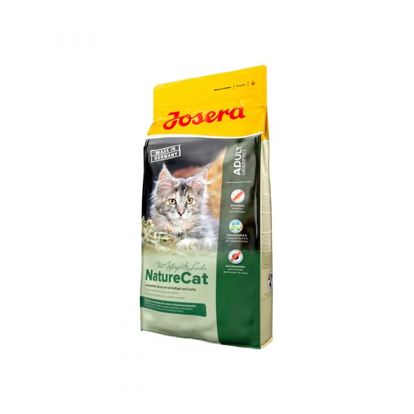 Josera NatureCat (Adult Sensitive 33/20) беззерновой корм для кошек с чувствительным пищеварением и котят от 6 месяцев, на основе мяса домашней птицы 29% и лосося 10%, с отборными травами и плодами