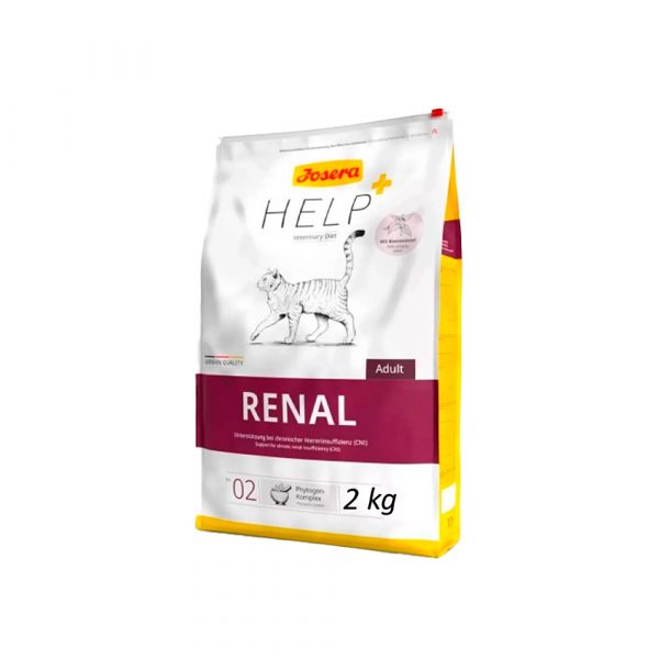 Josera Нelp Renal Cat (26,8/20,2) для взрослых кошек с хронической болезнью почек, с пониженным содержанием белка и фосфора, содержит крапиву для промывания мочевыводящих путей, а также способствует противоспалительным процессам.