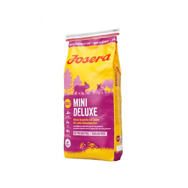 Josera MiniDeluxe (Adult Mini/Sensitive 25/17) для взрослых собак мелких пород, беззерновой, содержит много мяса ягнёнка 25%, овощи, фрукты и травы 10 кг