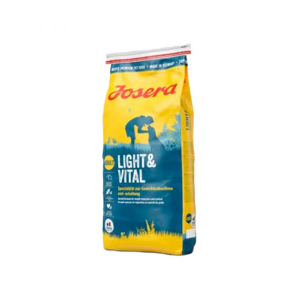 Josera Light & Vital (Adult Sensitive 29/7,5) сбалансированный рацион для собак с избыточным весом, с низкой активностью и стареющих собак, на основе мяса питицы, гороха, цельнозернового ячменя с добавлением шелухи семян подорожника (псиллиум) и ново