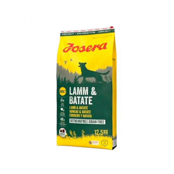 Josera Lamb & Batate (Adult Medium/Maxi 25/16) (Ягненок и Батат) гипоаллергенный, беззерновой корм для взрослых собак всех пород с пищевой аллергией на злаки, на основе мяса ягненка 25% и бататом, с добавлением трав и фруктов