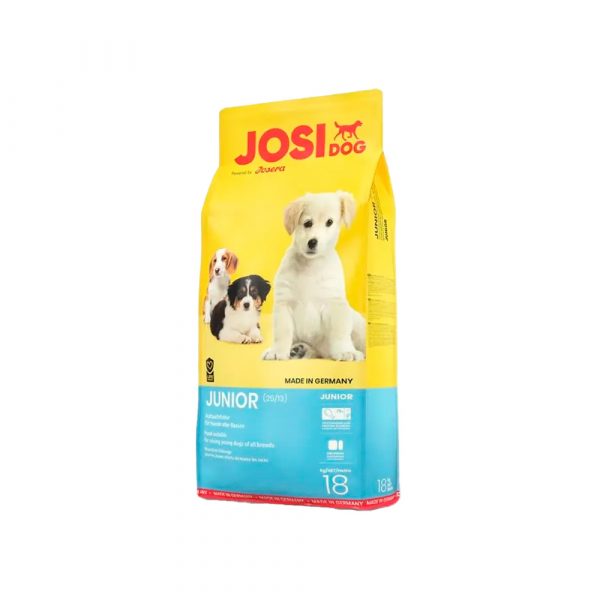 Josera JosiDog Junior (Junior 25/13) для щенков и молодых собак всех пород, содержит все необходимые ингредиенты для оптимального развития мышечной и костной ткани