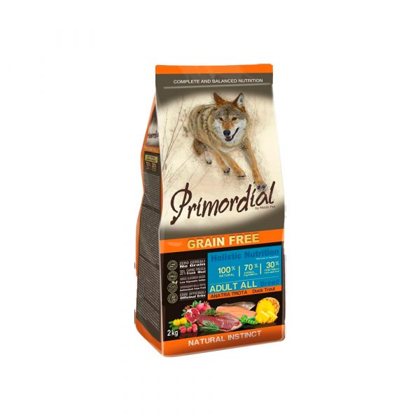 Primordial Adult Trout & Duck Д/взрослых собак всех пород с форелью и уткой (форель - 35%, утка - 25%) 2 кг