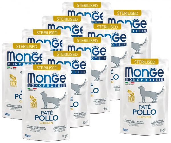 Monge Cat Monoprotein Влажный корм д/стерилизованных кошек, из курицы, паучи 85 г