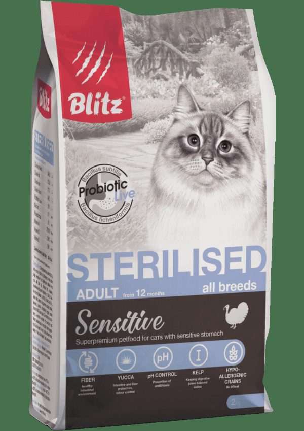 Blitz Сухой корм для кошек Sensitive Sterilised Cat , Индейка 2кг