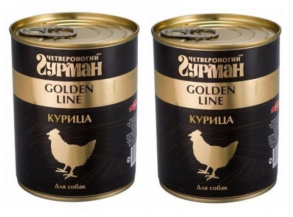 Четвероногий гурман Golden line Влажный корм для собак Курица натуральная в желе 0.34кг