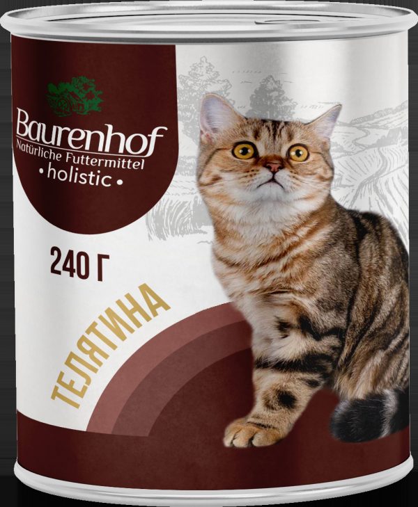 Baurenhof Holistic Влажный корм для кошек, Телятина 240г