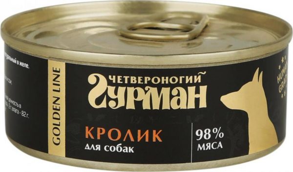 Четвероногий гурман Golden line Влажный корм для собак Кролик натуральный в желе 0.1кг