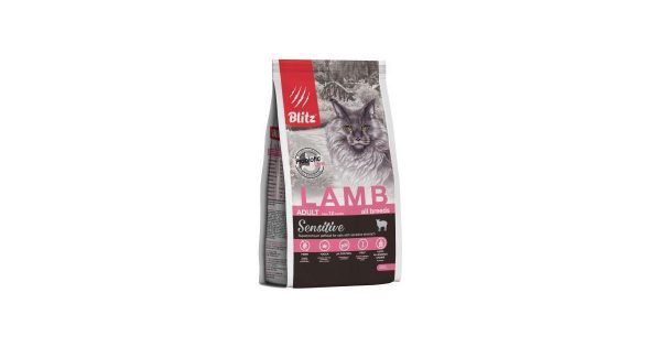 Blitz Сухой корм для кошек Sensitive Adult Cat с чувствительным пищеварением, Ягненок 400гр