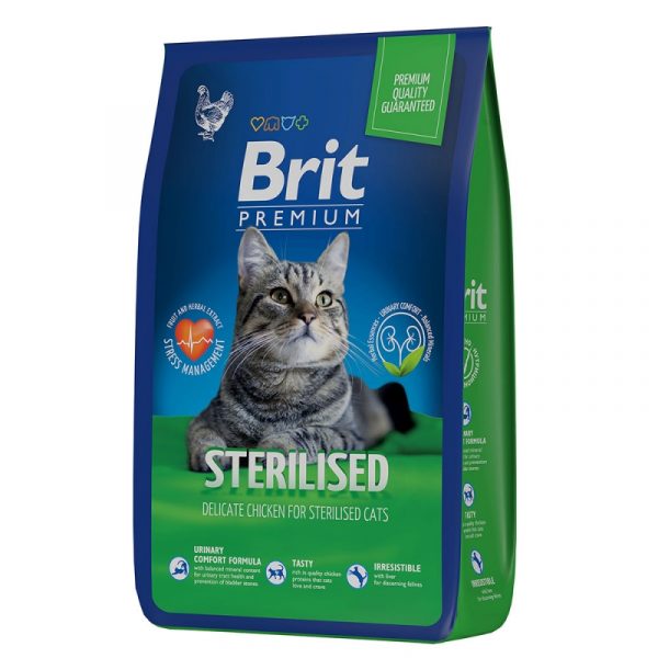 Brit Сухой корм для кошек Premium Cat Sterilized Chicken Курица 8кг
