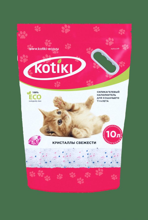 Kotiki Наполнитель для кошачьего туалета "Кристаллы свежести" силикагелевый 10л