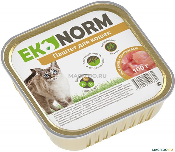 Четвероногий гурман Ekonorm Паштет для кошек с Индейкой и Потрошками 0.1кг