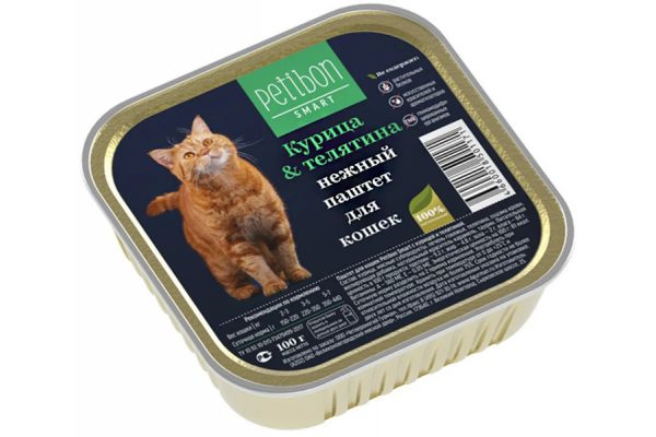 Четвероногий гурман Petibon Smart Паштет для кошек с Курицей и Телятиной 0.1кг