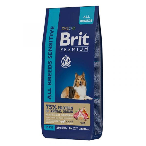Brit Сухой корм для собак Premium Dog Sensitive с чувствительным пищеварением Ягненок/Индейка 15кг