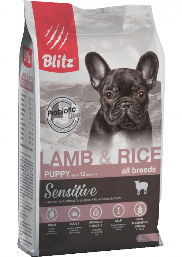 Blitz Сухой корм для щенков Sensitive Puppy всех пород, Ягненок и Рис 2кг