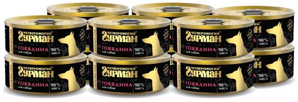 Четвероногий гурман Golden line Влажный корм для собак Говядина натуральная в желе 0.1кг