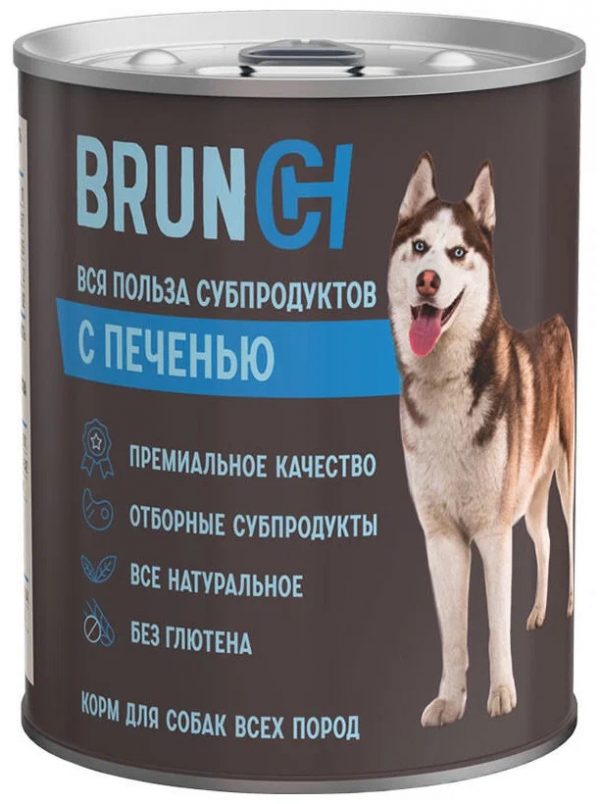 Четвероногий гурман Brunch Влажный корм для собак с Печенью 0.34кг