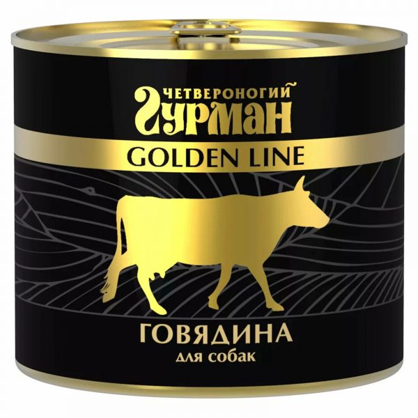 Четвероногий гурман Golden line Влажный корм для собак Говядина натуральная в желе 525гр
