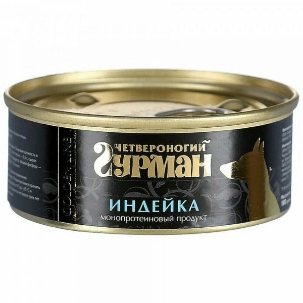 Четвероногий гурман Golden line Влажный корм для собак Индейка натуральная в желе 0.1кг