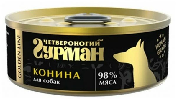 Четвероногий гурман Golden line Влажный корм для собак Конина натуральная в желе 0.1кг