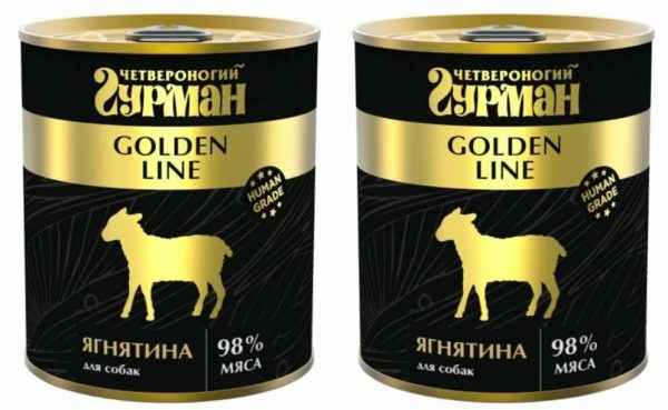 Четвероногий гурман Golden line Влажный корм для собак Ягнятина натуральная в желе 0.34кг