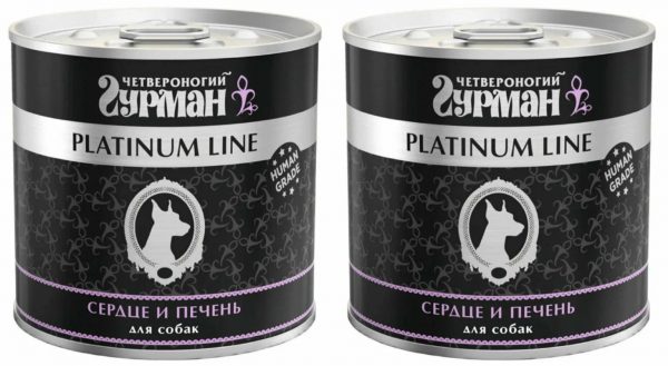 Четвероногий гурман Platinum line Влажный корм для собак Сердце и Печень в желе 0.24кг
