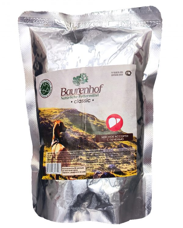 Baurenhoff Влажный корм для собак, Мясное ассорти с Печенью 400 гр